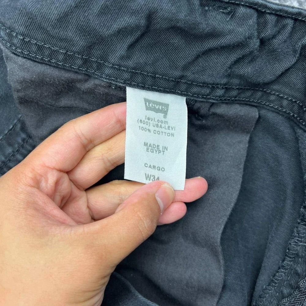 Levis Cargo Shorts Men 34 Black Cotton Pockets Casual Outdoor Utility